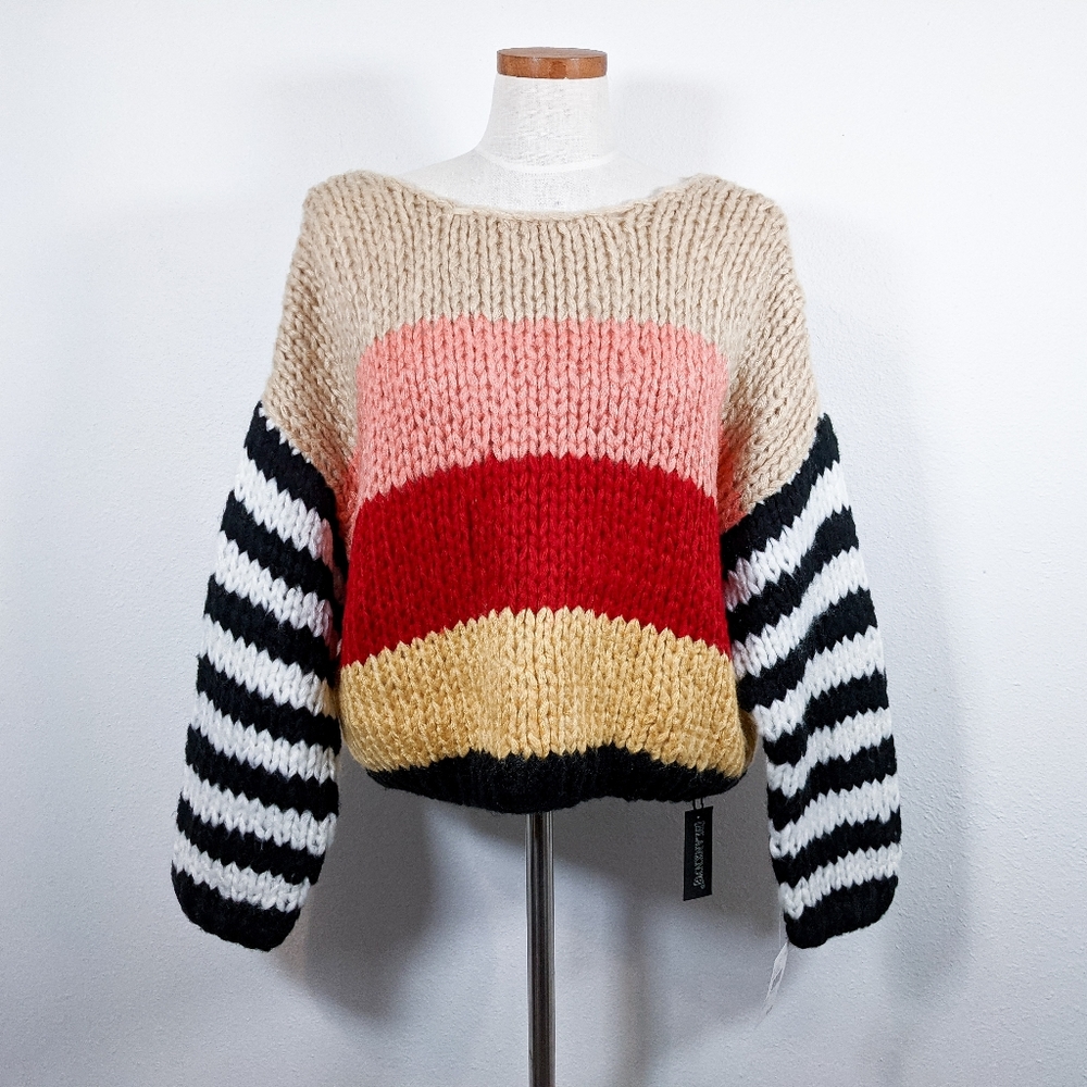 SOLD!! Blank NYC Sweetheart Color Block Sweater Size S - Picture 4 of 12